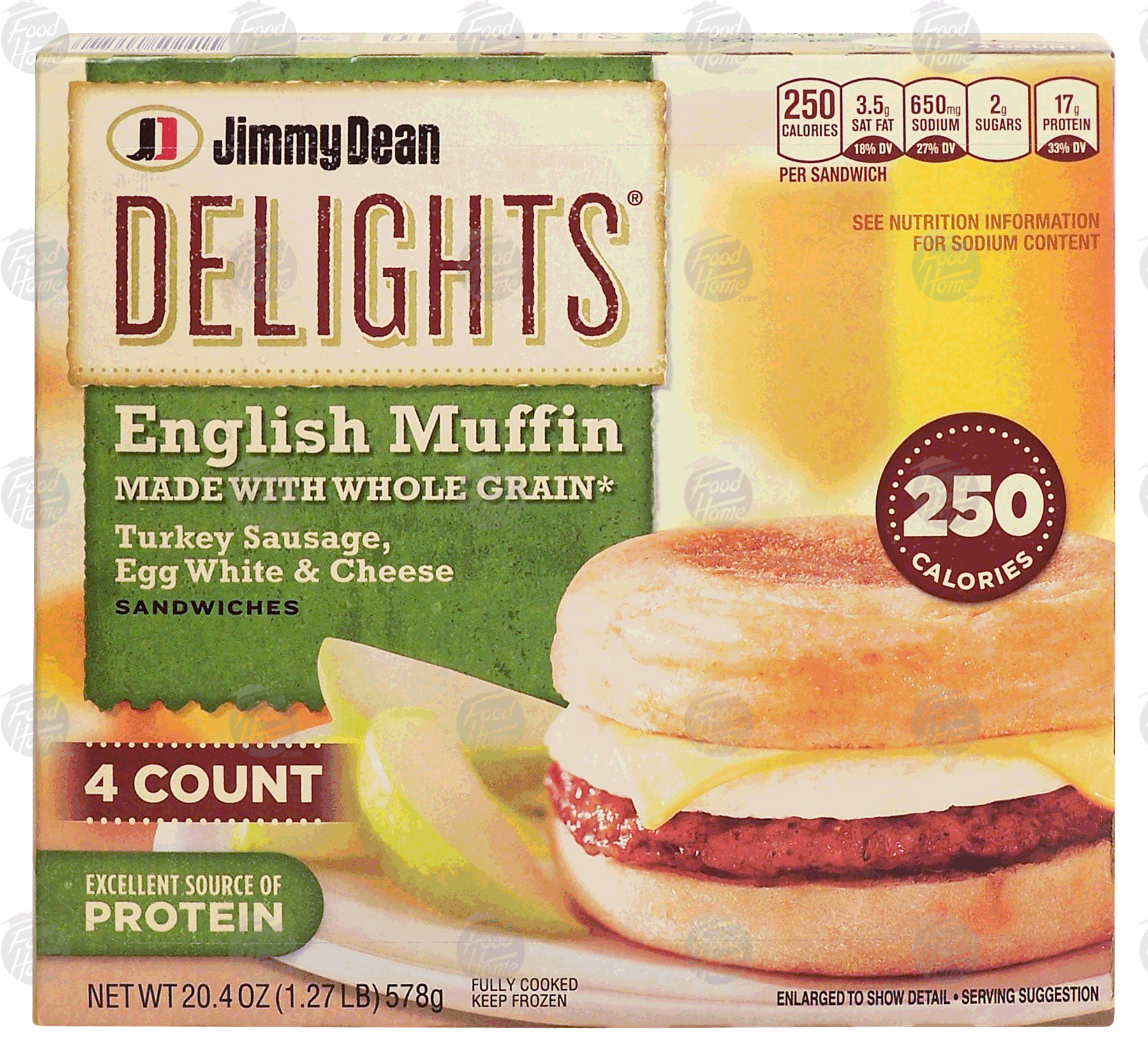 Jimmy Dean Delights english muffin, turkey sausage, egg white & cheese sandwiches, 4 count Full-Size Picture